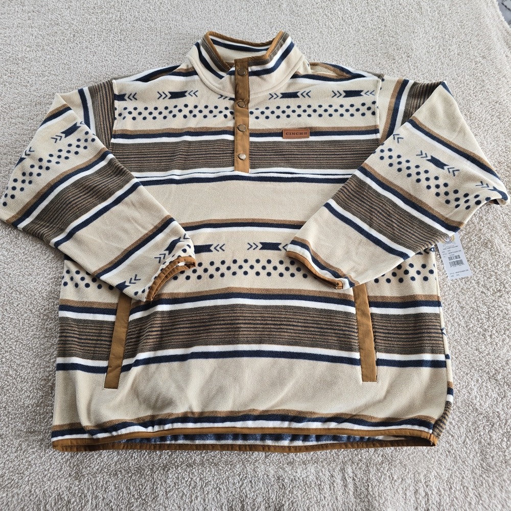 Cinchâ Men's 1/4 Snap Fleece Pullover Aztec Southwest Design Size XXL NWT Rodeo